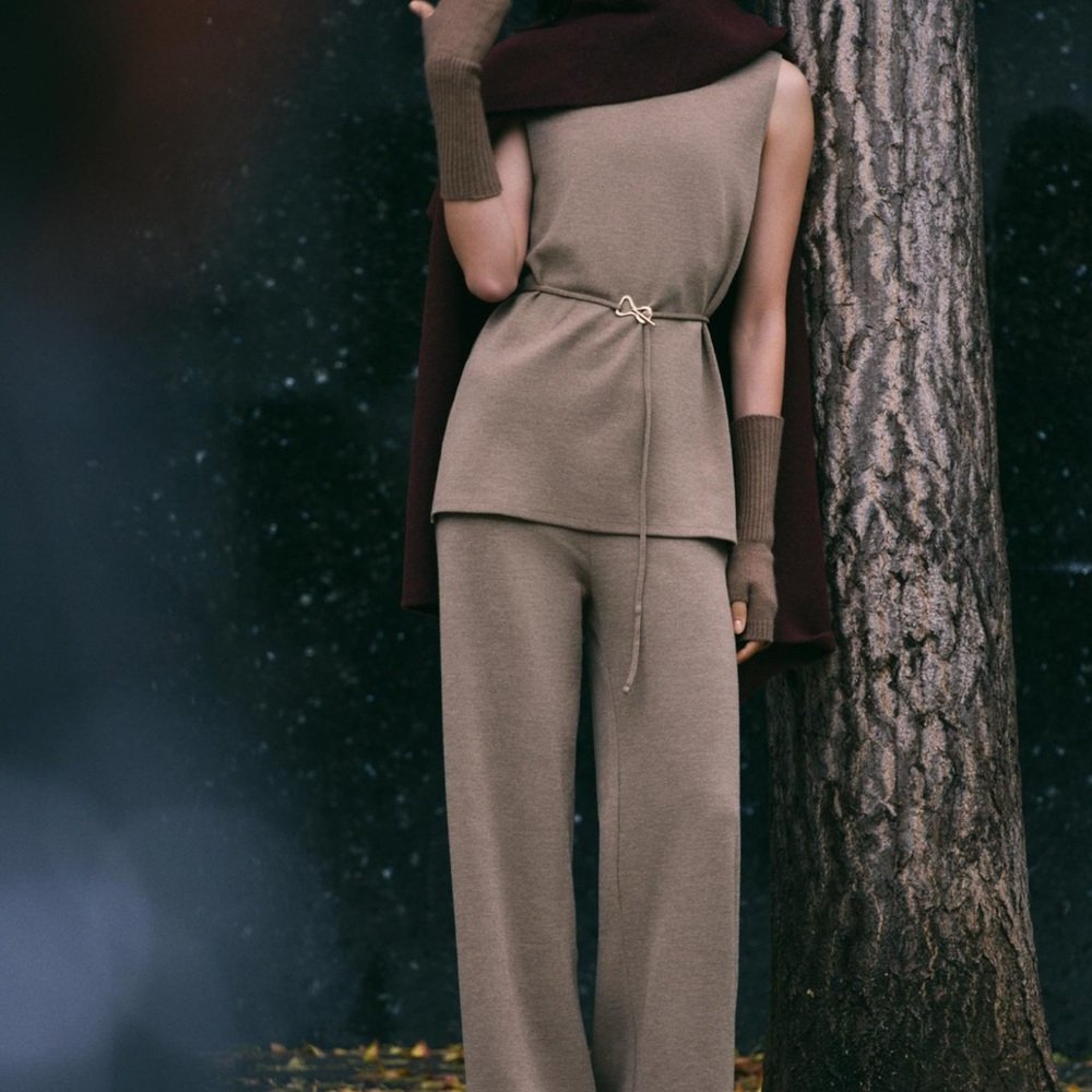 Elegant Taupe Knit Jumpsuit